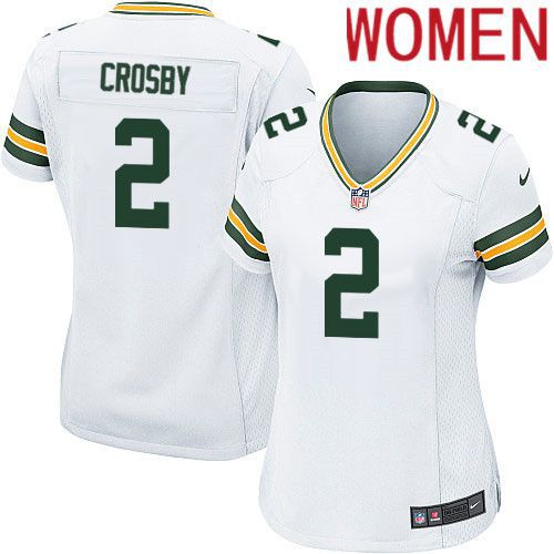 Women Green Bay Packers #2 Mason Crosby White Nike Game NFL Jersey->women nfl jersey->Women Jersey